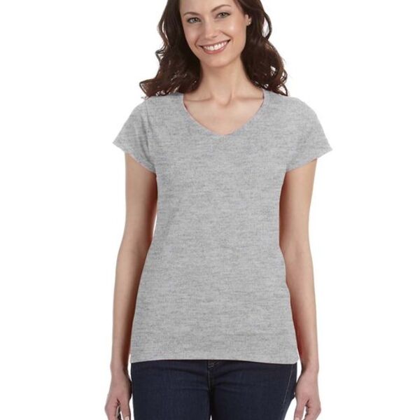 Ladies' SoftStyle® 4.5 oz. Fitted V-Neck T-Shirt Thumbnail